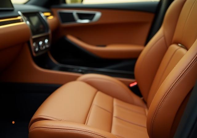 Interni in pelle di un'auto perfettamente puliti e trattati